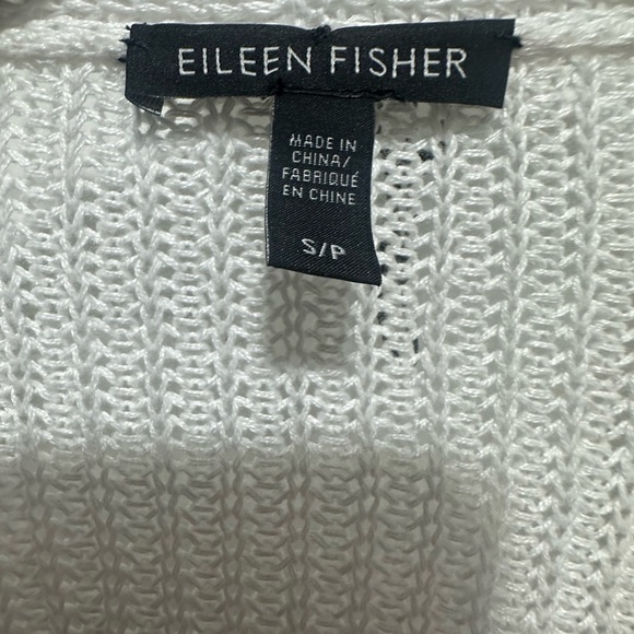 Eileen Fisher White Cardigan Waterfall Front 100% Organic Linen Size Small NWOT - Picture 3 of 4